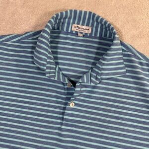 Peter‎ Millar Summer Comfort Polo Shirt Large Blue Striped Textured Performance